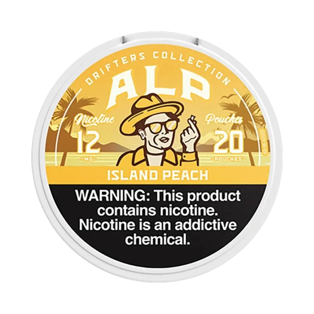 ALP Island Peach 12mg ALP Island Peach 12mg nicotine pouches tin