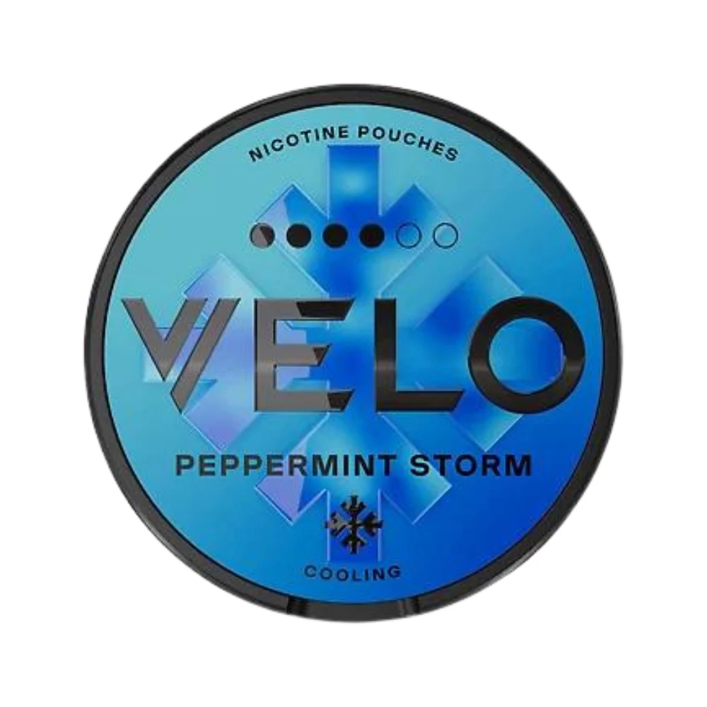 VELO Peppermint Storm 15.6mg VELO Peppermint Storm 15.6mg nicotine pouches tin