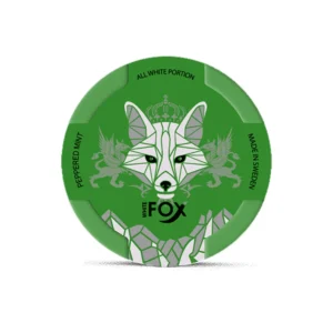 White Fox Peppered Mint 16mg nicotine pouches tin