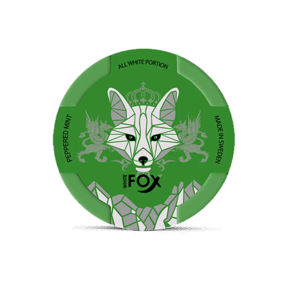 White Fox Peppered Mint 16mg White Fox Peppered Mint 16mg nicotine pouches tin