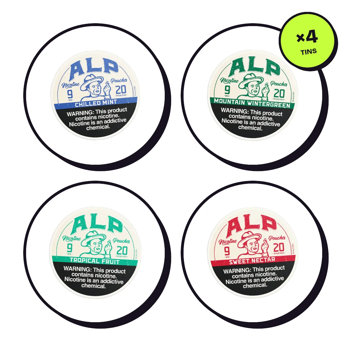 ALP Starter 4-Pack — 9mg ALP Starter 4-Pack — 9mg — nicotine pouch bundle