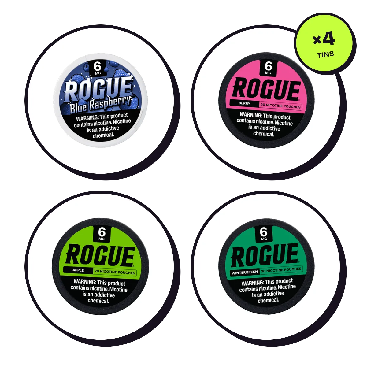 Rogue Starter 4-Pack — 6mg Rogue Starter 4-Pack — 6mg — nicotine pouch bundle