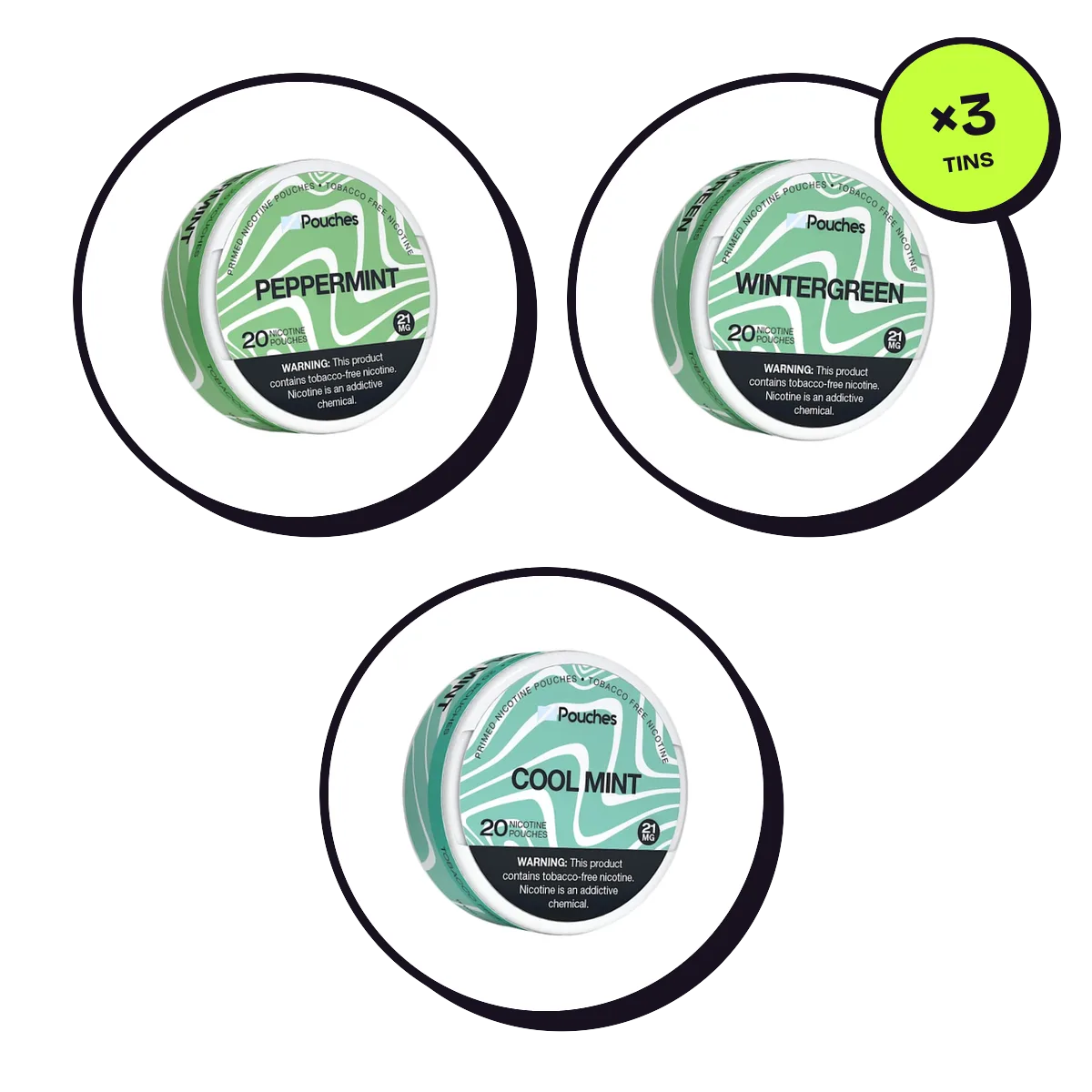 Z Pouches Fresh Pack 21mg — Peppermint, Wintergreen & Cool Mint Z Pouches Fresh Pack 21mg — Peppermint, Wintergreen & Cool Mint — nicotine pouch bundle
