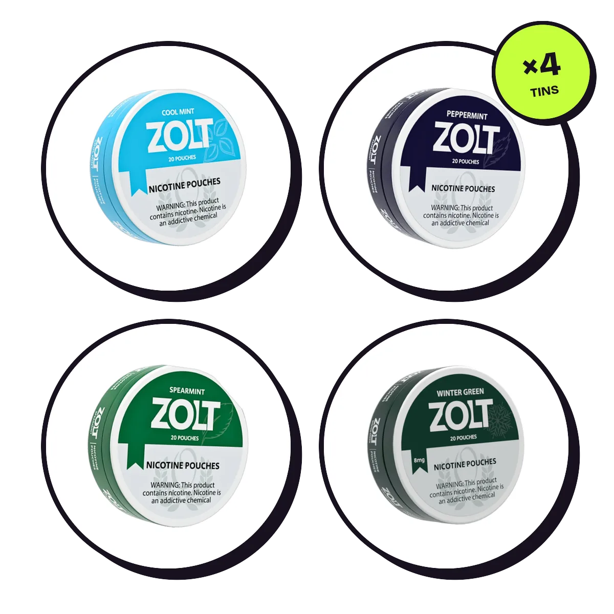 Zolt Fresh Pack — 4 Mints 15mg Zolt Fresh Pack — 4 Mints 15mg — nicotine pouch bundle