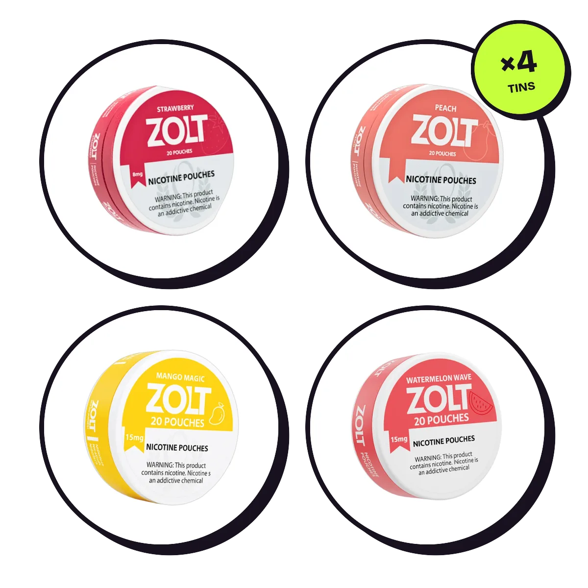 Zolt Fruit Pack — 4 Flavours 15mg Zolt Fruit Pack — 4 Flavours 15mg — nicotine pouch bundle